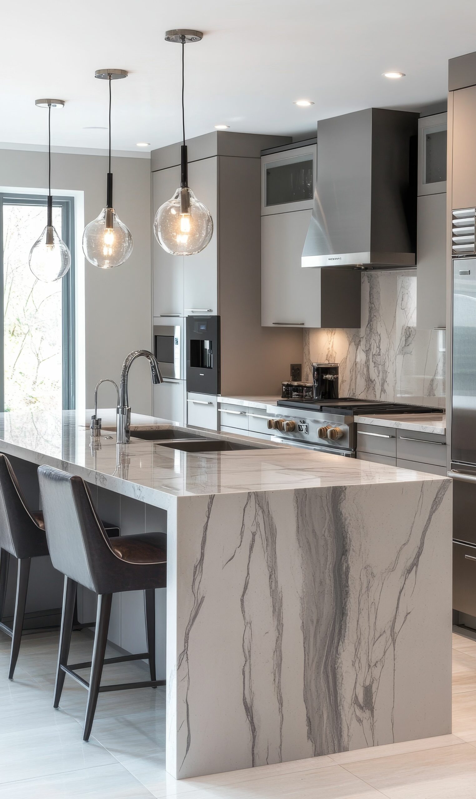 Modern kitchen island with marble countertop. kitchen and bath remodeling,kitchen remodeling services,bathroom remodeling services,kitchen renovation,home improvement services